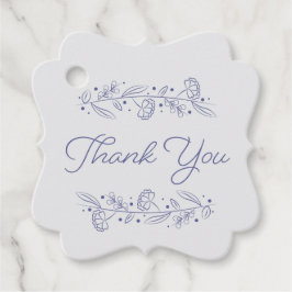 Elegant Blue Hand Drawn Floral Vines Bedankjes Labels