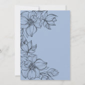 Elegant Blue Hand Drawn Floral Wedding Kaart (Achterkant)