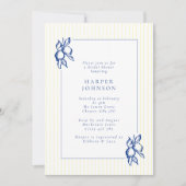 Elegant Blue Hand Drawn Lemon Amalfi Bridal Shower Kaart (Voorkant)