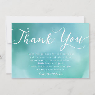 Elegant Blue Hand Lettered Script Baby shower Bedankkaart