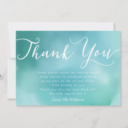 Elegant Blue Hand Lettered Script Baby shower Bedankkaart (Voorkant)