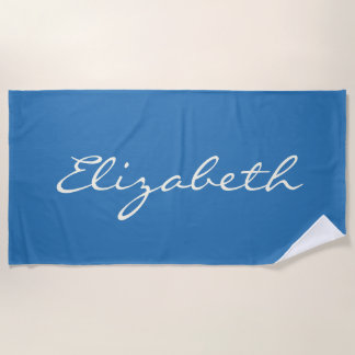 Elegant Blue Handgeschreven Script Name Strandlaken