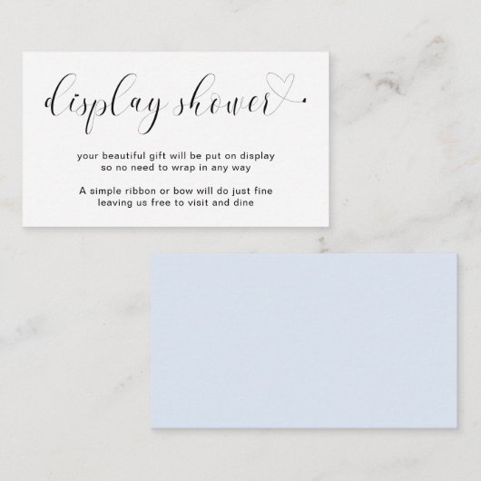 Elegant Blue Heart Boy Display Shower Baby shower Informatiekaartje (Voorkant / Achterkant)