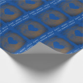 Elegant Blue Heart Drawing Family Kerstmis Cadeaupapier (Hoek)