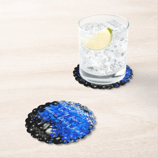 Elegant Blue Heart Leaf Tree Wedding Kartonnen Onderzetters (Insitu)