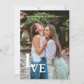 Elegant Blue Heart Photo Fancy Love Wedding Save The Date (Voorkant)