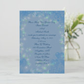 Elegant Blue Hearts Sparkly Lights Wedding Invite Kaart (Staand voorkant)