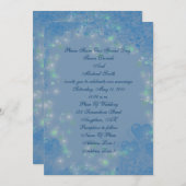 Elegant Blue Hearts Sparkly Lights Wedding Invite Kaart (Voorkant / Achterkant)