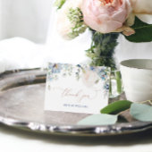 Elegant Blue Hidrangea en Roos Wedding Bedankkaart