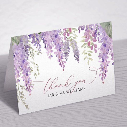 Elegant Blue Hidrangea en Roos Wedding Bedankkaart