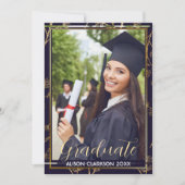 Elegant Blue High School Afstuderen 2025 Fotofeest Kaart (Voorkant)