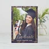 Elegant Blue High School Afstuderen 2025 Fotofeest Kaart (Staand voorkant)