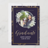 Elegant Blue High School Afstuderen 2025 Fotofeest Kaart (Voorkant)