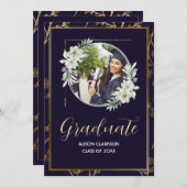 Elegant Blue High School Afstuderen 2025 Fotofeest Kaart (Voorkant / Achterkant)