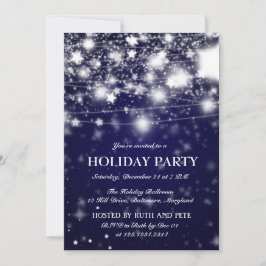 Elegant Blue Holiday Party Shining Stars Kaart