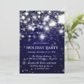 Elegant Blue Holiday Party Shining Stars Kaart (Staand voorkant)