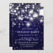 Elegant Blue Holiday Party Shining Stars Kaart (Voorkant / Achterkant)