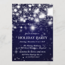 Elegant Blue Holiday Party Shining Stars Kaart