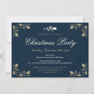 Elegant Blue Holly vat kerstfeestdag Kaart