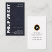 Elegant Blue Home Design Motif Building Contractor Visitekaartje (Voorkant / Achterkant)