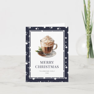 Elegant Blue Hot Chocolate Merry Christmas Kaart