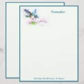 Elegant Blue Hummingbird Personalize Writing Paper (Voorkant / Achterkant)