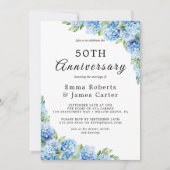 Elegant Blue Hydrangea 50th Wedding Jubileum Kaart (Voorkant)