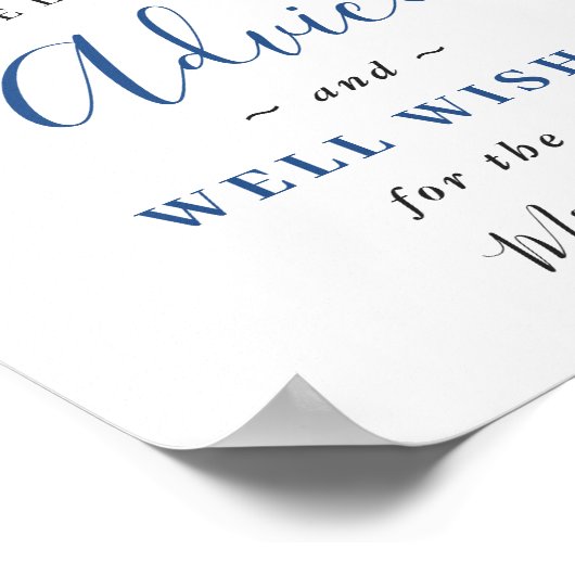 Elegant Blue Hydrangea Advice & Wishes Wedding Poster (Hoek)