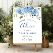 Elegant Blue Hydrangea Advice & Wishes Wedding Poster