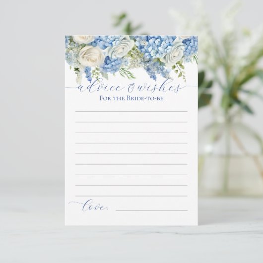 Elegant Blue Hydrangea Advies en Wensen Kaart (Staand voorkant)