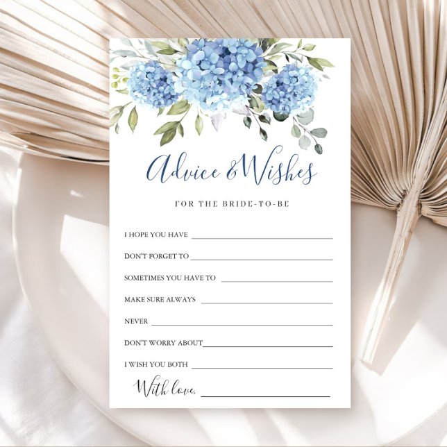 Elegant Blue Hydrangea Advies & Wensen Kaart (Creator heeft geüpload)