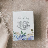 Elegant Blue Hydrangea Baby shower Books for Baby Informatiekaartje