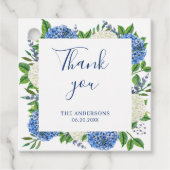 Elegant Blue Hydrangea Baby shower Hartelijk dank Bedankjes Labels (Voorkant)