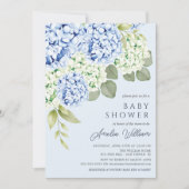 Elegant Blue Hydrangea Baby shower Invitation Kaart (Voorkant)