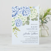 Elegant Blue Hydrangea Baby shower Invitation Kaart (Staand voorkant)