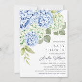 Elegant Blue Hydrangea Baby shower Invitation Kaart (Voorkant)