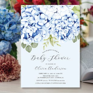 Elegant Blue Hydrangea Baby shower Kaart