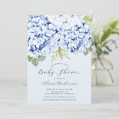 Elegant Blue Hydrangea Baby shower Kaart (Staand voorkant)