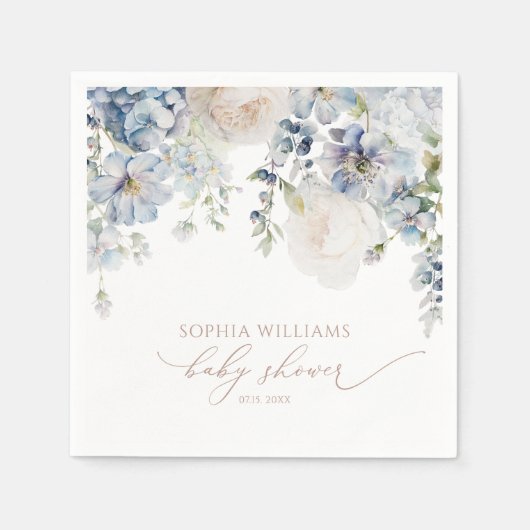 Elegant Blue Hydrangea Baby showers servetten (Voorkant)