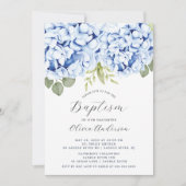 Elegant Blue Hydrangea Baptism Invitation Kaart (Voorkant)