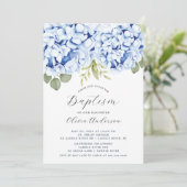 Elegant Blue Hydrangea Baptism Invitation Kaart (Staand voorkant)