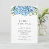 Elegant Blue Hydrangea Bloemen Vrijgezellenfeest Kaart (Staand voorkant)