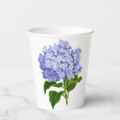 Elegant Blue Hydrangea Bloemen Vrijgezellenfeest Papieren Bekers (Achterkant)