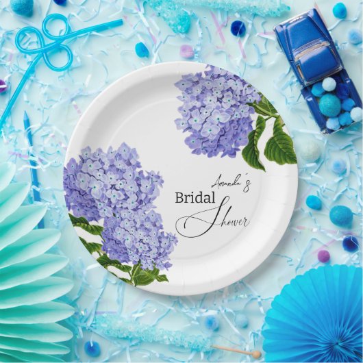 Elegant Blue Hydrangea Bloemen Vrijgezellenfeest Papieren Bordje (Feest)