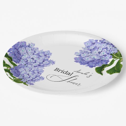 Elegant Blue Hydrangea Bloemen Vrijgezellenfeest Papieren Bordje (Gekanteld)