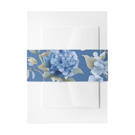 Elegant Blue Hydrangea Bloemen Waterverf Bruiloft Uitnodigingen Wikkel (Voorkant Voorbeeld)