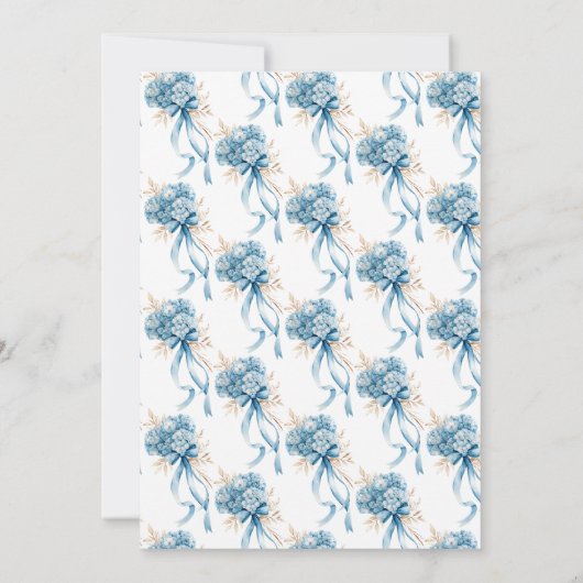 Elegant Blue Hydrangea Bow Baby shower Kaart (Achterkant)