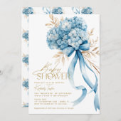 Elegant Blue Hydrangea Bow Baby shower Kaart (Voorkant / Achterkant)