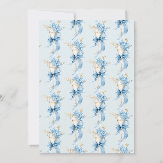 Elegant Blue Hydrangea Bow Vrijgezellenfeest Kaart (Achterkant)