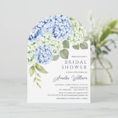 Elegant Blue Hydrangea Bridal Shower Kaart (Staand voorkant)